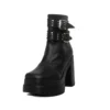 Bota Mujer Negra con Taco y Hebillas