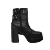 Bota Mujer Negra con Taco y Hebillas